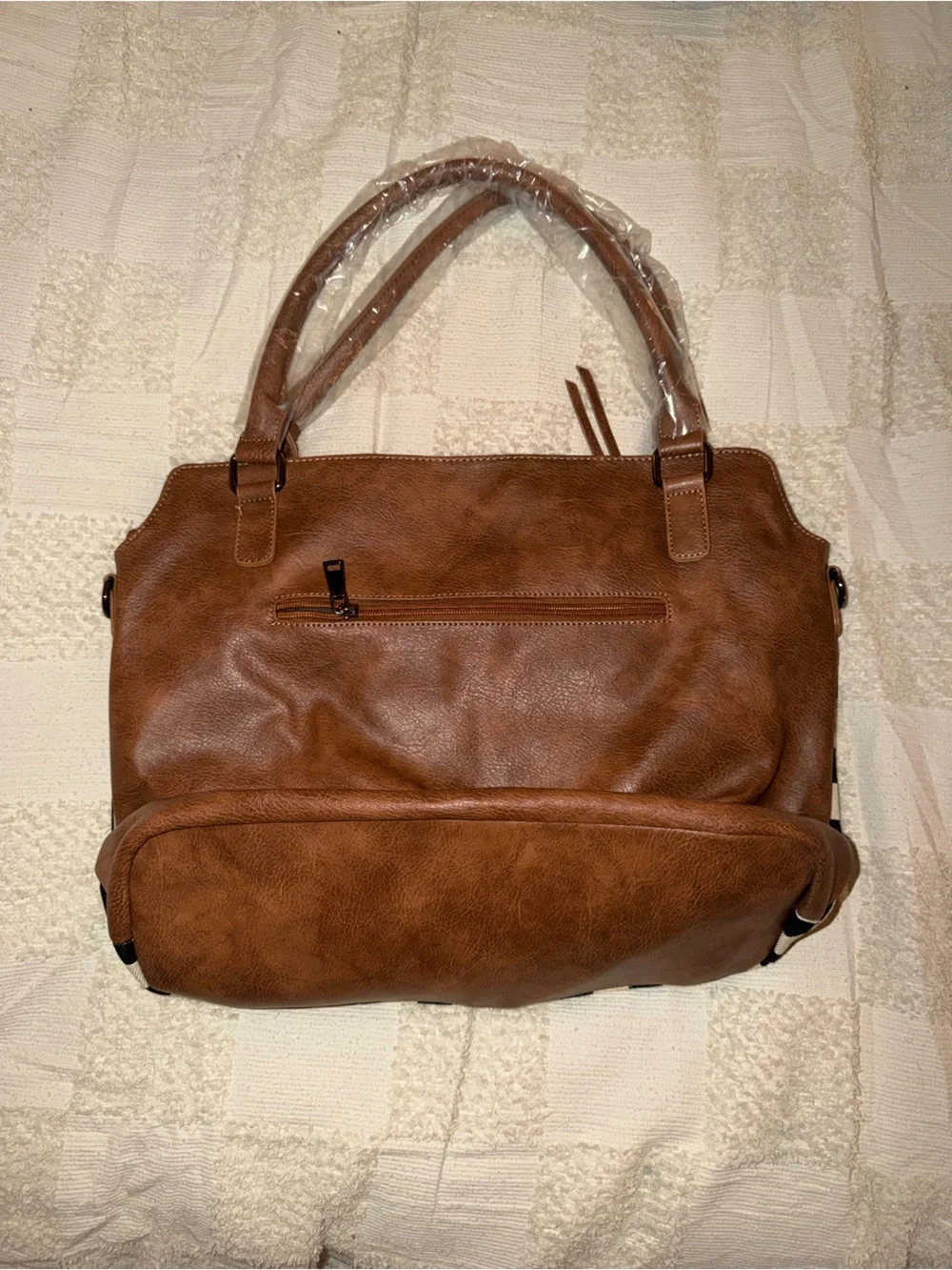 Checkerboard Crossbody Bag with Matching Pouch